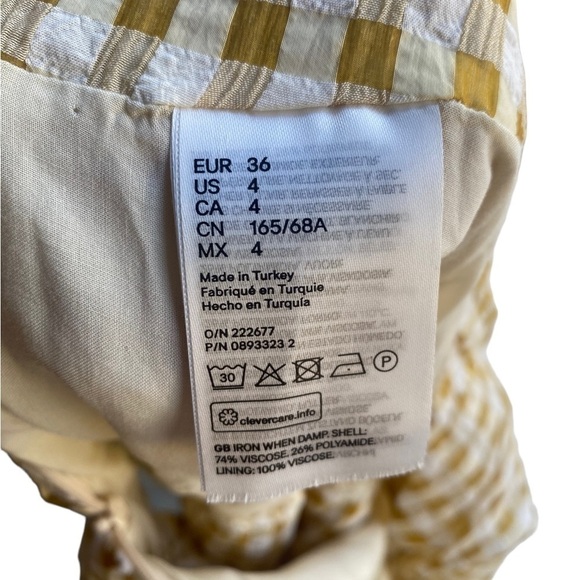 H&M | Women's Gold & White Gingham | Pleated | Layered | Mini Skirt | Size:4 - Picture 11 of 13